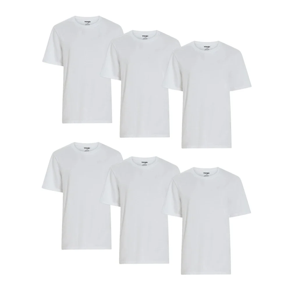 Wrangler Five Star Premium Men Cotton Stretch Crew‎ Tees White 6 Pack Small New